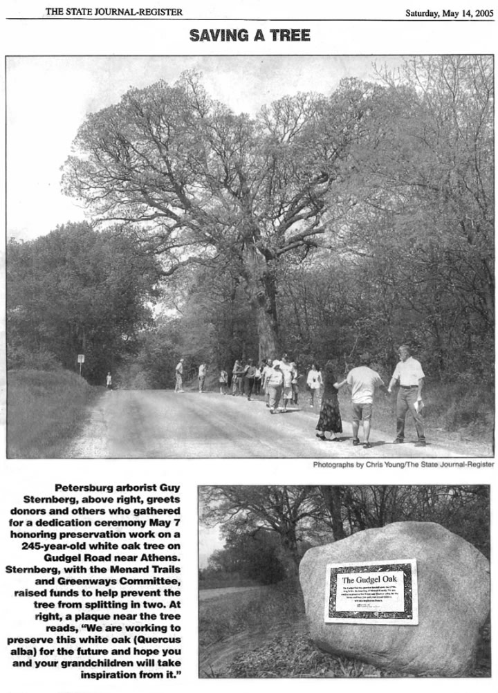 STATE JOURNAL-REGISTER ARTICLE ON DIDICATION OF SAVING GUDGEL OAK